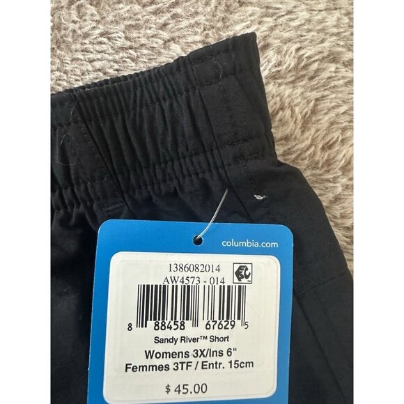 Columbia Short Women’s Size 3X Black Sandy River Quick Dry Outdoor 6” New - Picture 7 of 14